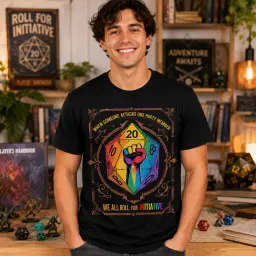 LGBTQ+ Pride Month We All Roll For Initiative DnD Gamers T-Shirt thumbnail 4