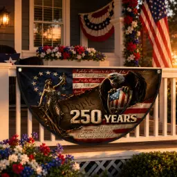 Lady Justice Eagle 250 Years Semicircular Flag thumbnail 4