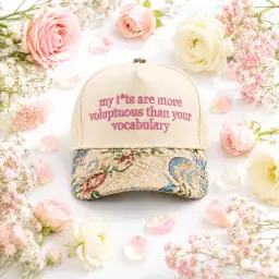 Funny Floral Brim Voluptuous Vocabulary Cap thumbnail 1