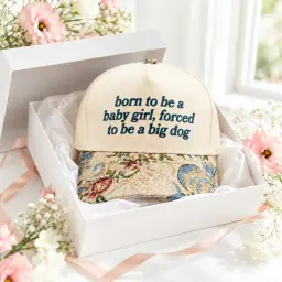 Born To Be A Baby Girl Funny Floral Hat thumbnail 2
