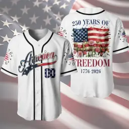 250 Years of Freedom America Baseball Jersey Custom Number thumbnail 1