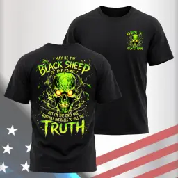 Gen X Custom Birth Year Skull Shirt – Black Sheep Of The Family But I'm The Only One Who Has The Balls To Tell The Truth Graphic Tee thumbnail 3