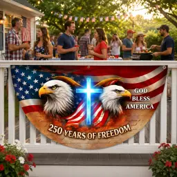 God Bless America 250 Years of Freedom Semicircular Flag thumbnail 3