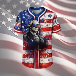 America 250 George Washington Baseball Jersey Red/White thumbnail 2