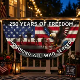 250 Years of Freedom Honoring All Who Semicircular Flag thumbnail 3