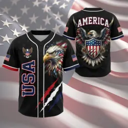 USA Eagle America Patriotic Baseball Jersey thumbnail 1