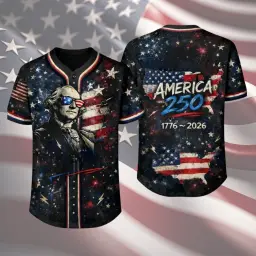 America 250 George Washington Baseball Jersey Black  thumbnail 1