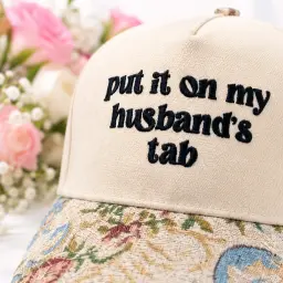 Put It On My Husband's Tab Floral Embroidered Cap thumbnail 5