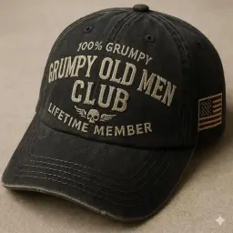 Grumpy Old Men Club Lifetime Member Hat - Custom Embroidered Cotton Cap thumbnail 1