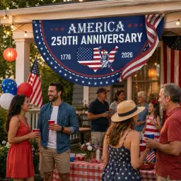 America 250th Anniversary Semicircular Flag thumbnail 2