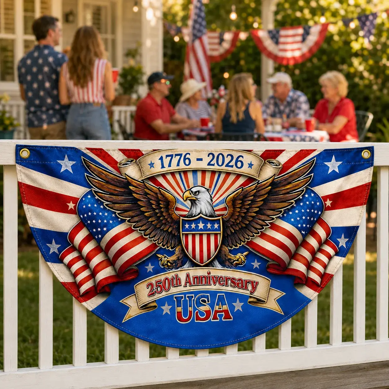 USA 250th Anniversary Eagle Semicircular Flag