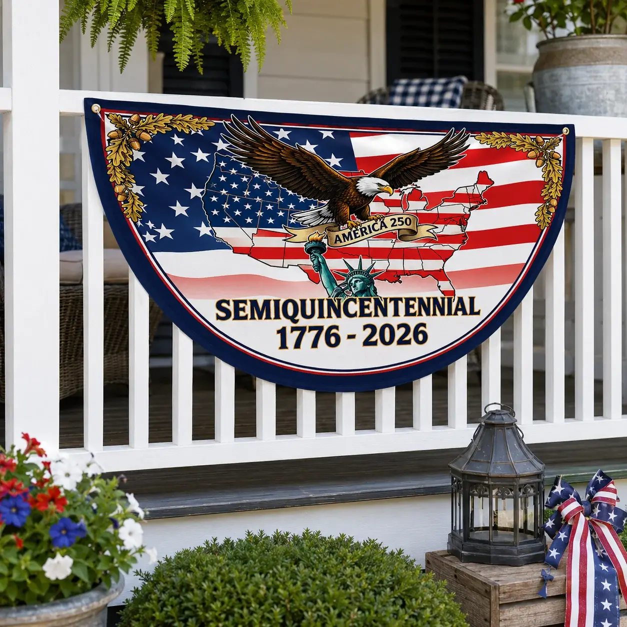 America 250 Semiquincentennial Eagle Semicircular Flag