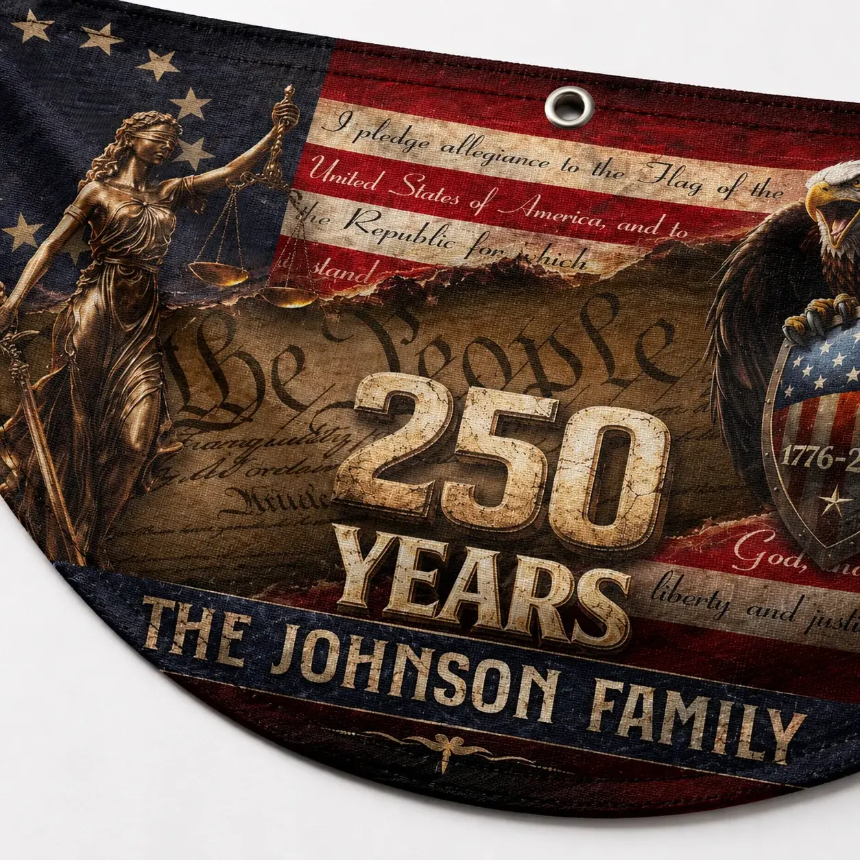 Custom Family Name 250 Years We The People Semicircular Flag