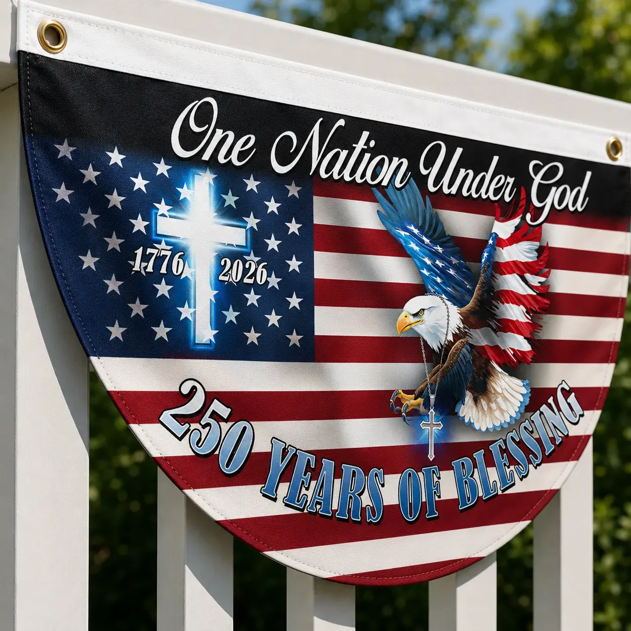 One Nation Under God 250 Years of Blessing Semicircular Flag