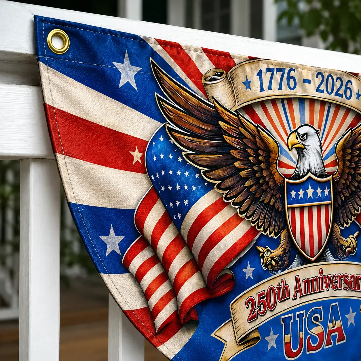 USA 250th Anniversary Eagle Semicircular Flag