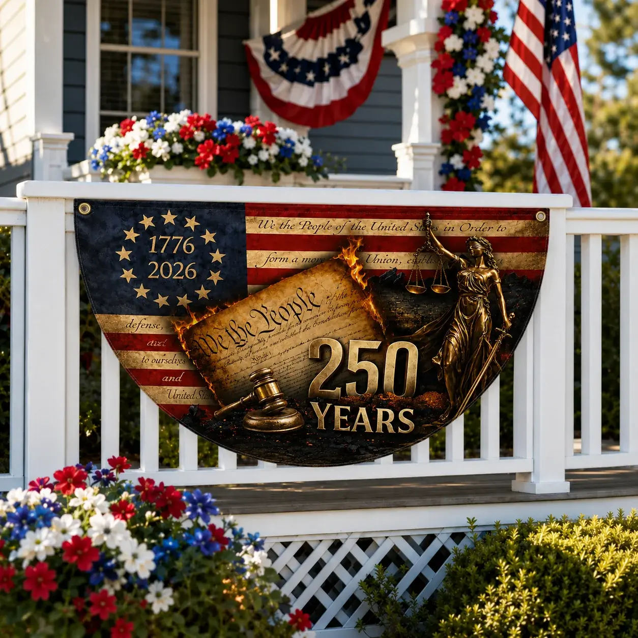 1776-2026 We The People 250 Years Bunting Semicircular Flag