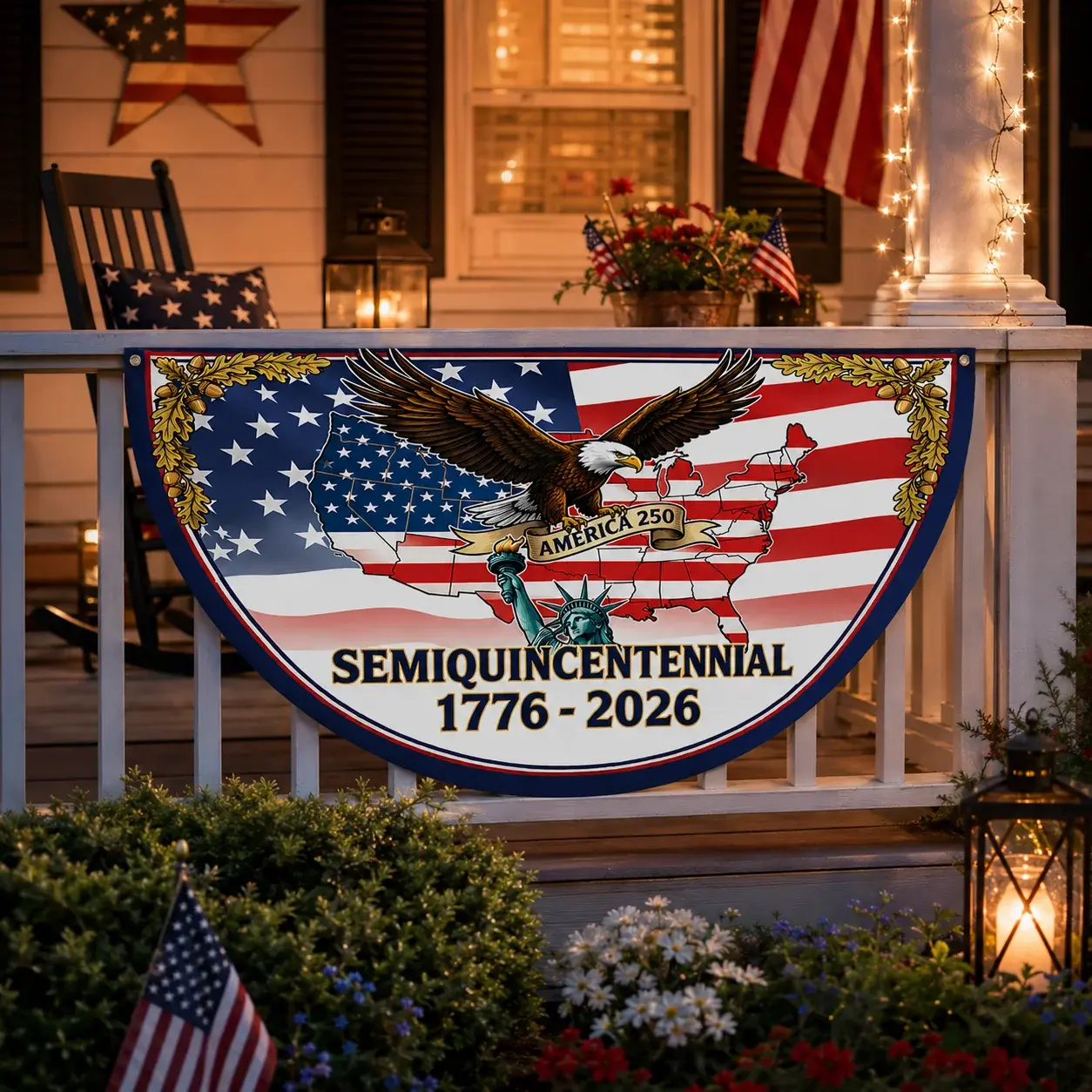 America 250 Semiquincentennial Eagle Semicircular Flag