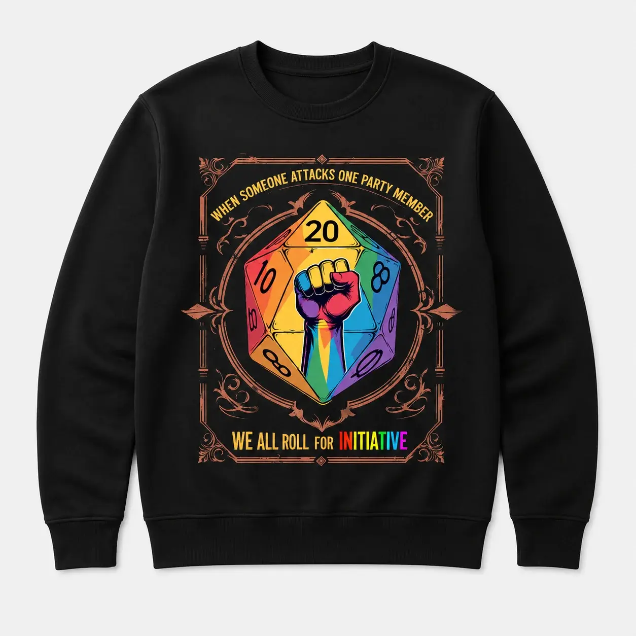 LGBTQ+ Pride Month We All Roll For Initiative DnD Gamers T-Shirt