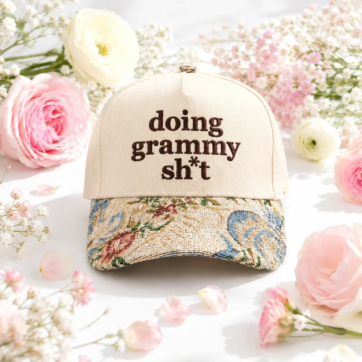 Doing Grammy Sh*t Floral Embroidered Cap