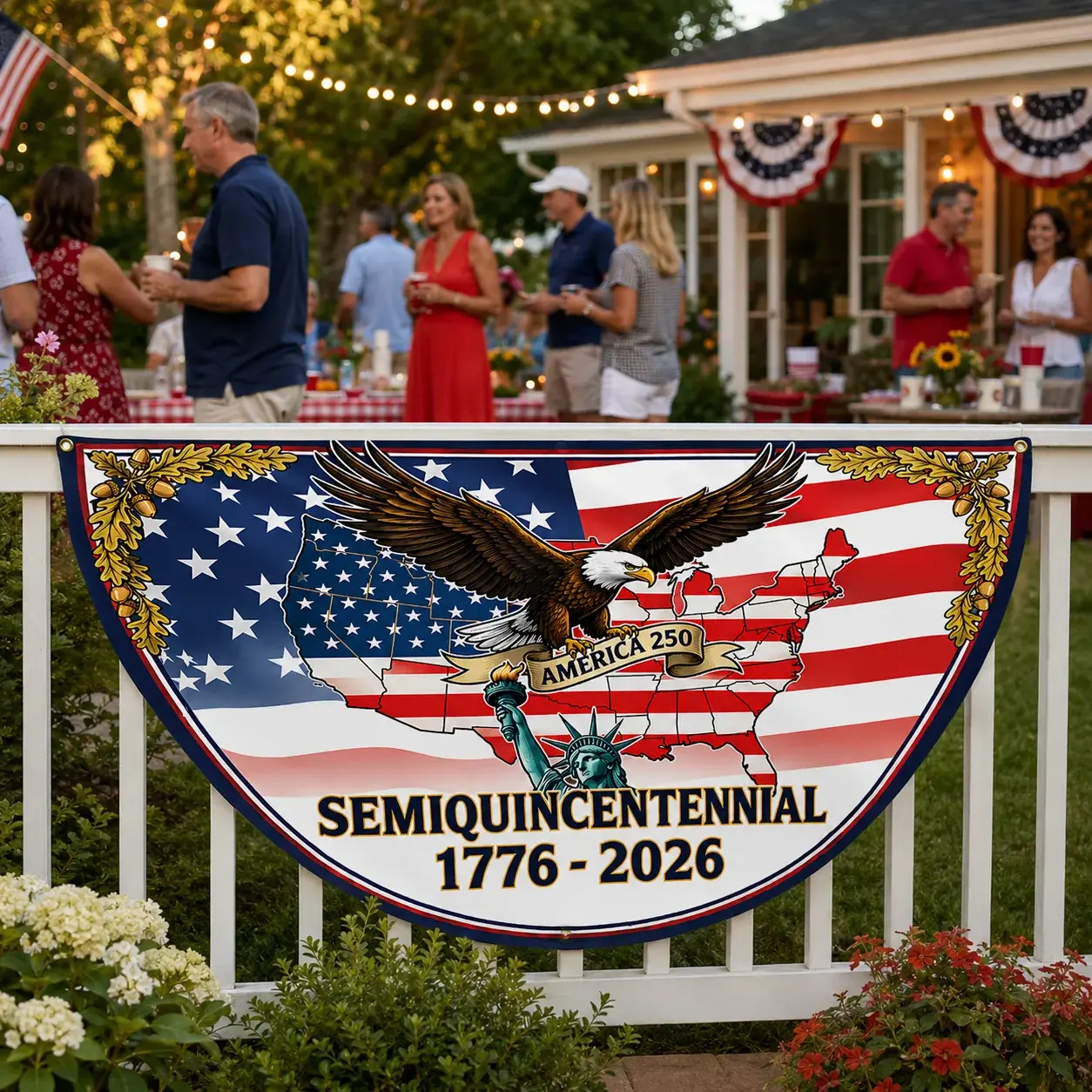 America 250 Semiquincentennial Eagle Semicircular Flag