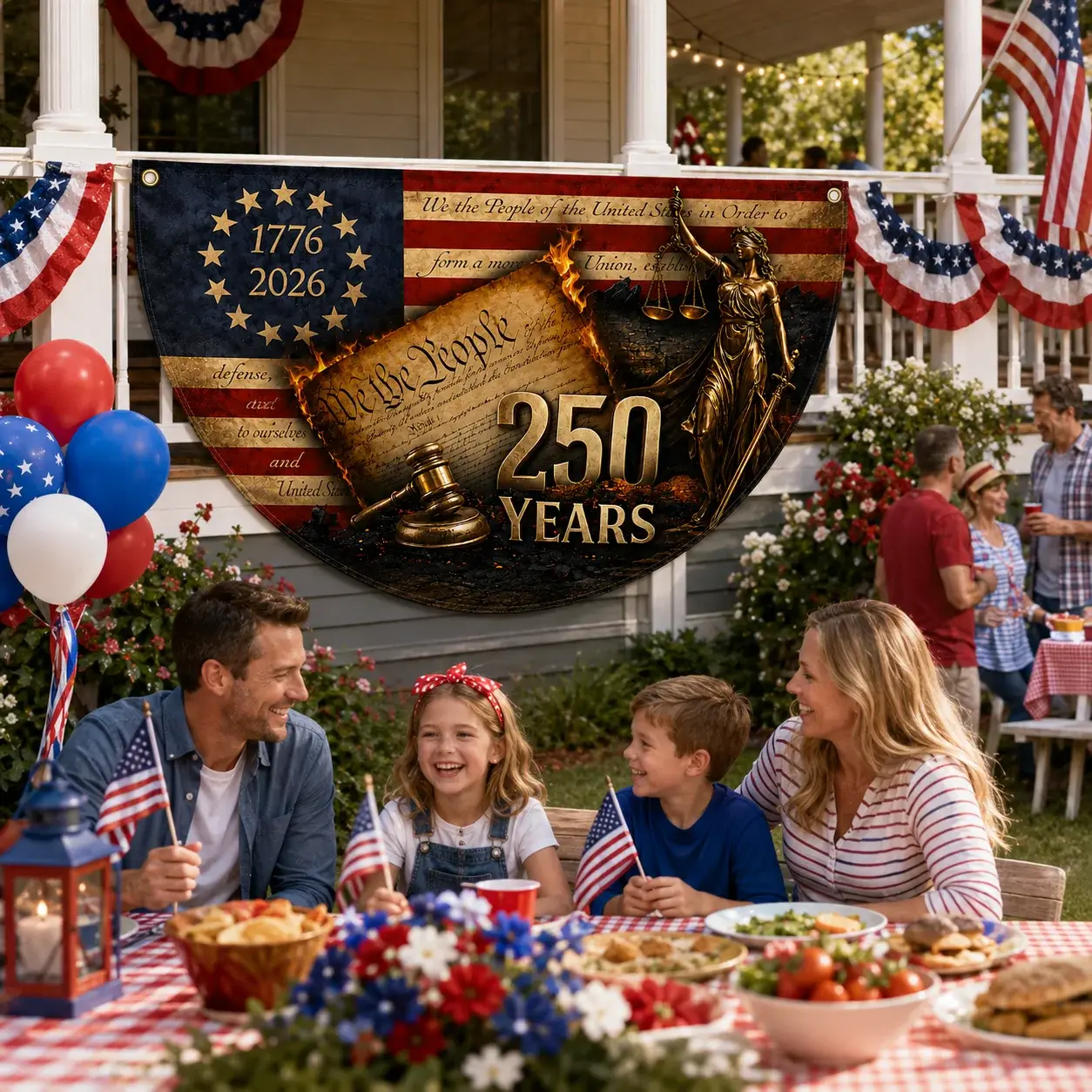 1776-2026 We The People 250 Years Bunting Semicircular Flag