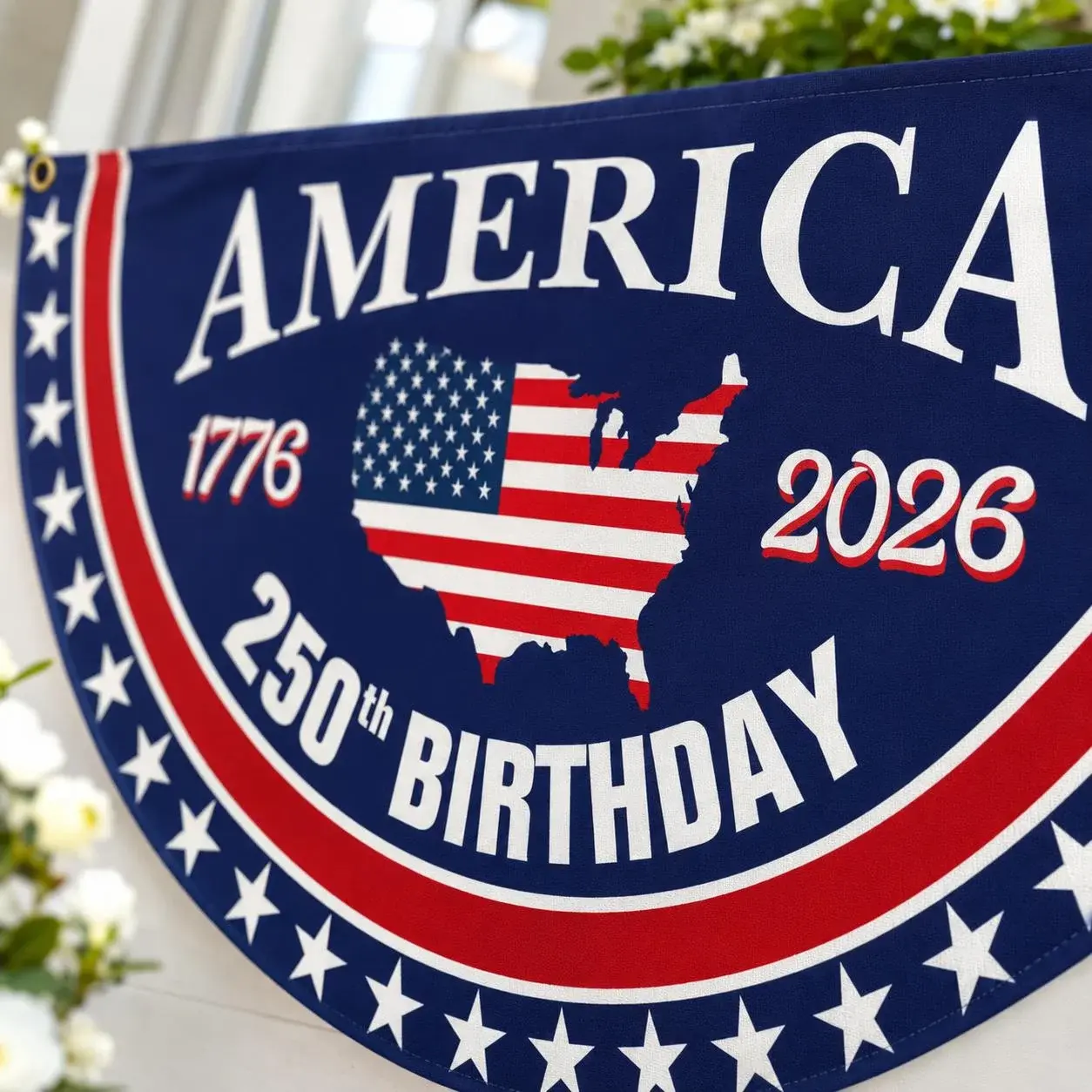 America 1776-2026 250th Birthday Semicircular Flag