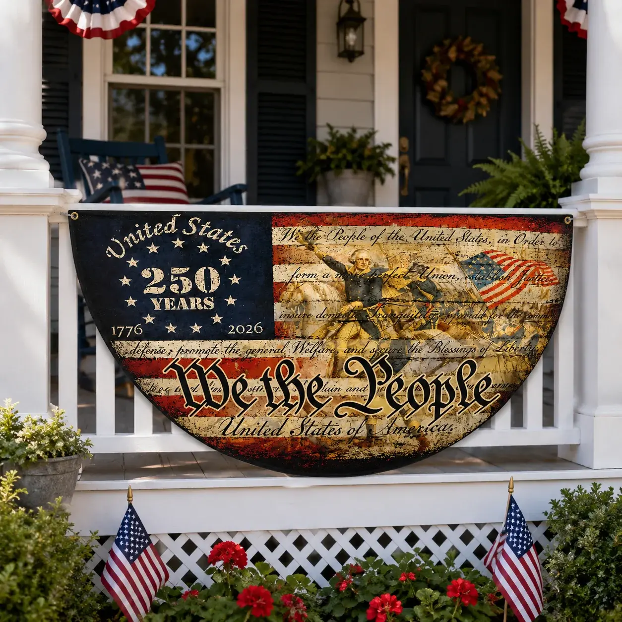 We The People 250 Years Vintage American Semicircular Flag