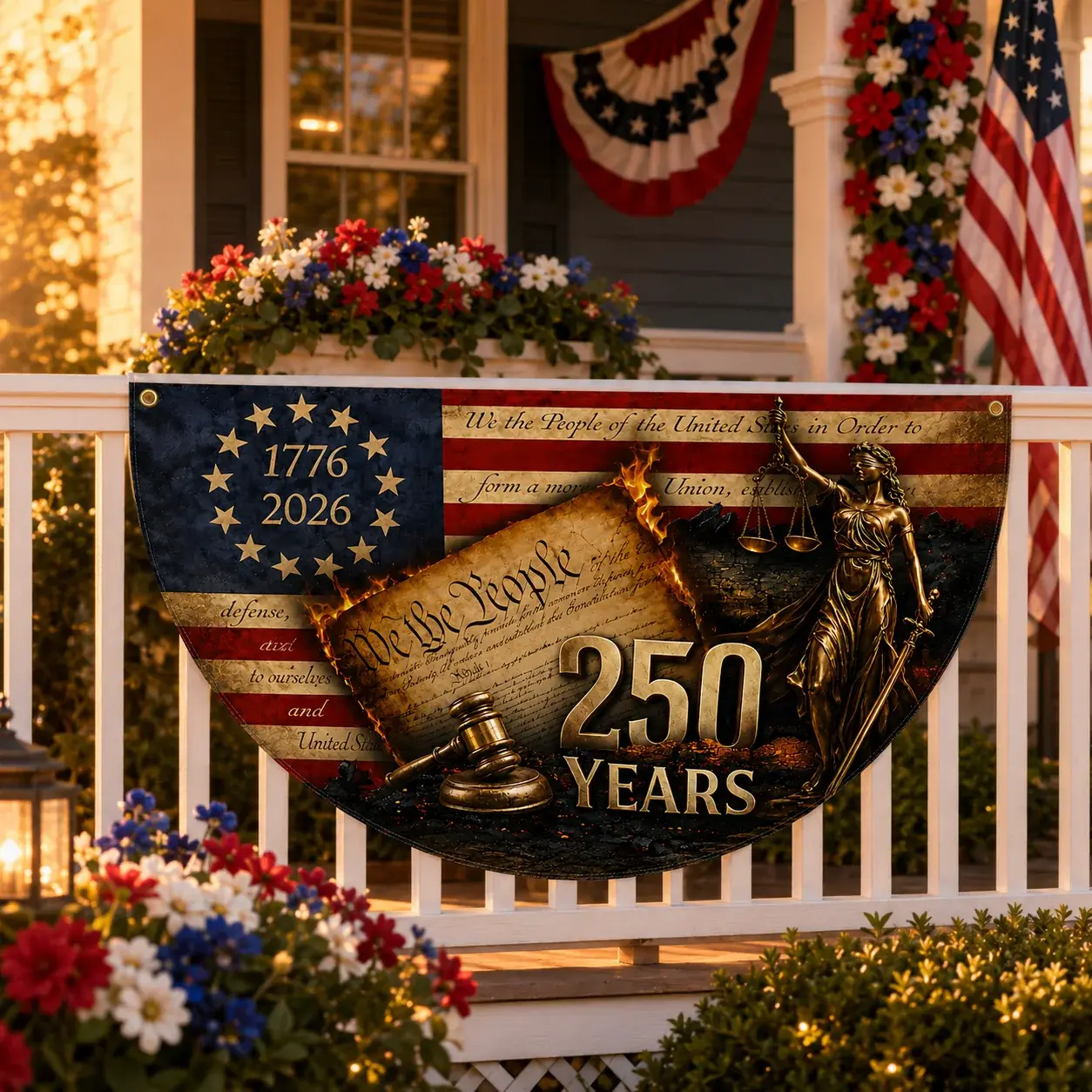 1776-2026 We The People 250 Years Bunting Semicircular Flag