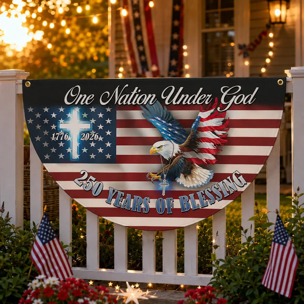 One Nation Under God 250 Years of Blessing Semicircular Flag