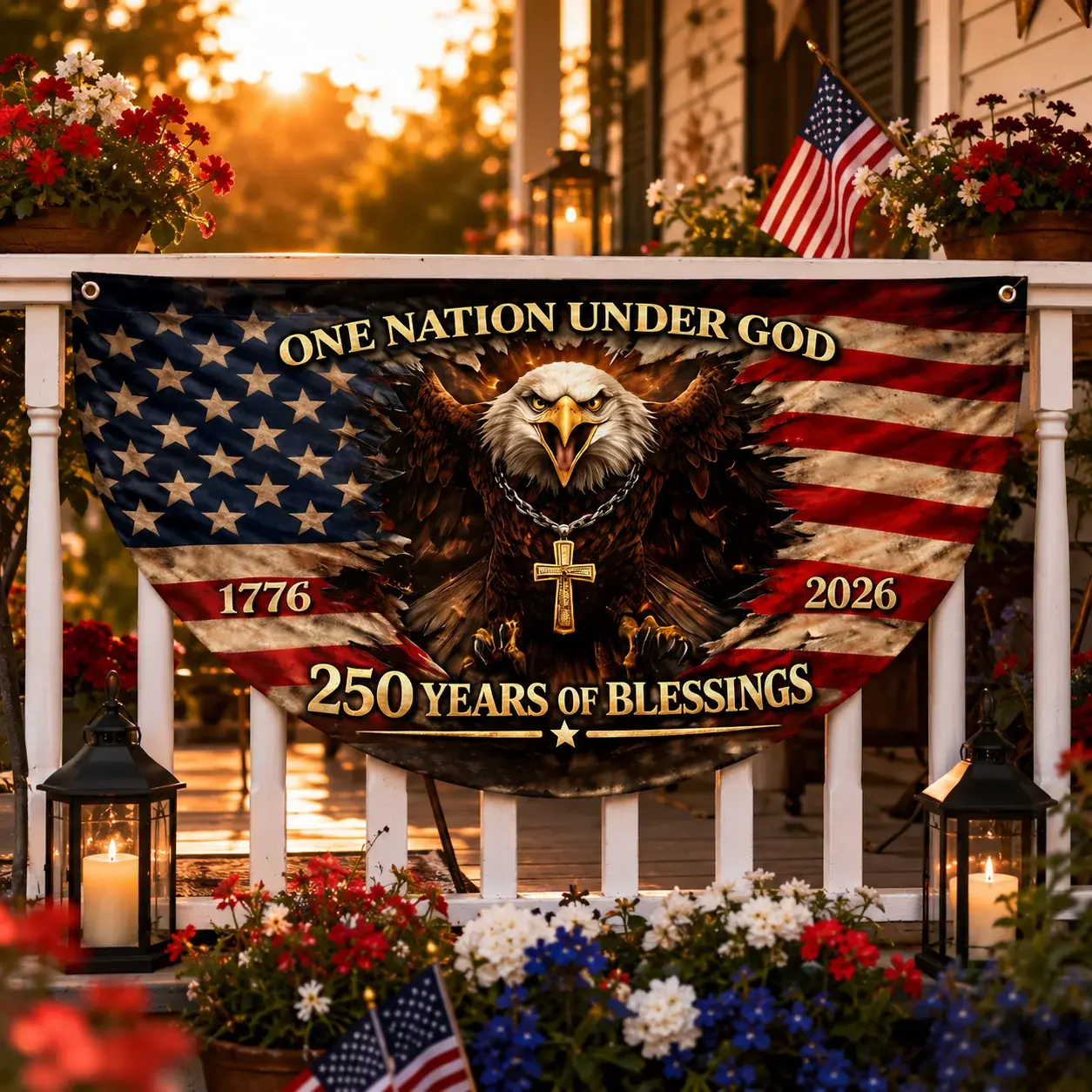 One Nation Under God 250 Years of Blessings Semicircular Flag