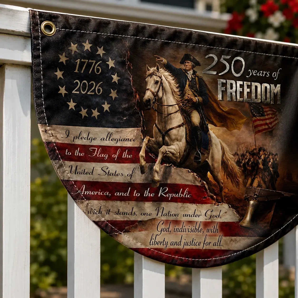 250 Years of Freedom George Washington Semicircular Porch Flag