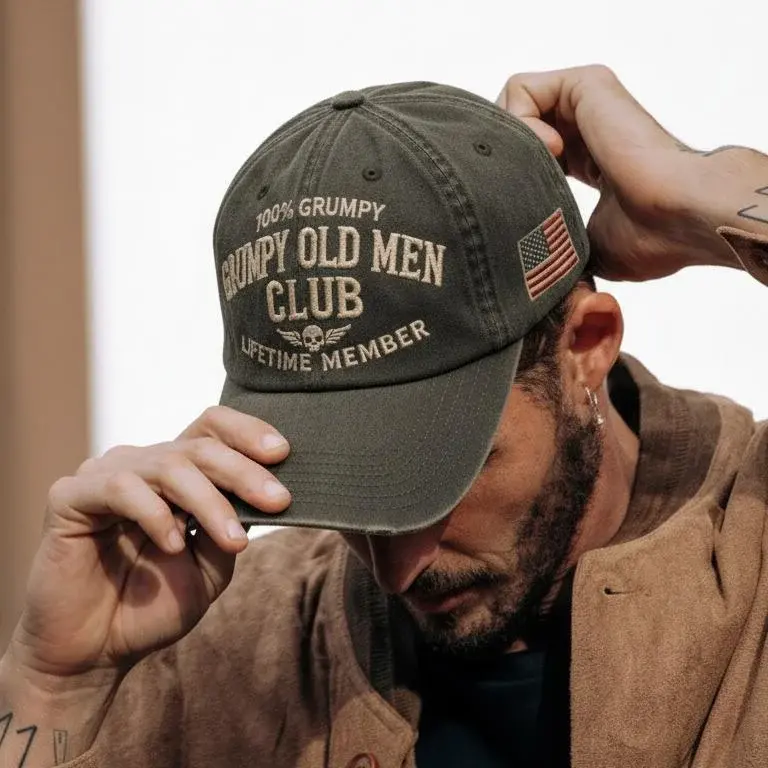 Grumpy Old Men Club Lifetime Member Hat - Custom Embroidered Cotton Cap