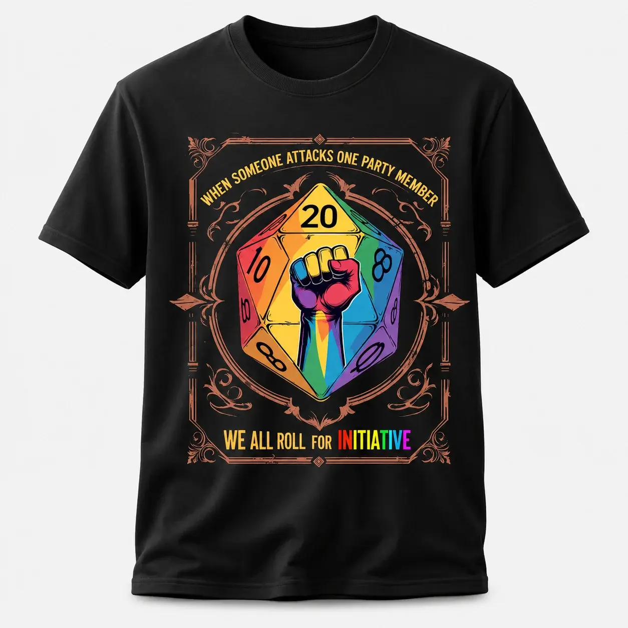 LGBTQ+ Pride Month We All Roll For Initiative DnD Gamers T-Shirt