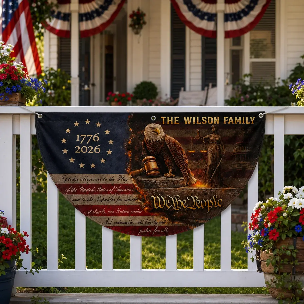 Custom We The People 1776-2026 Semicircular Flag