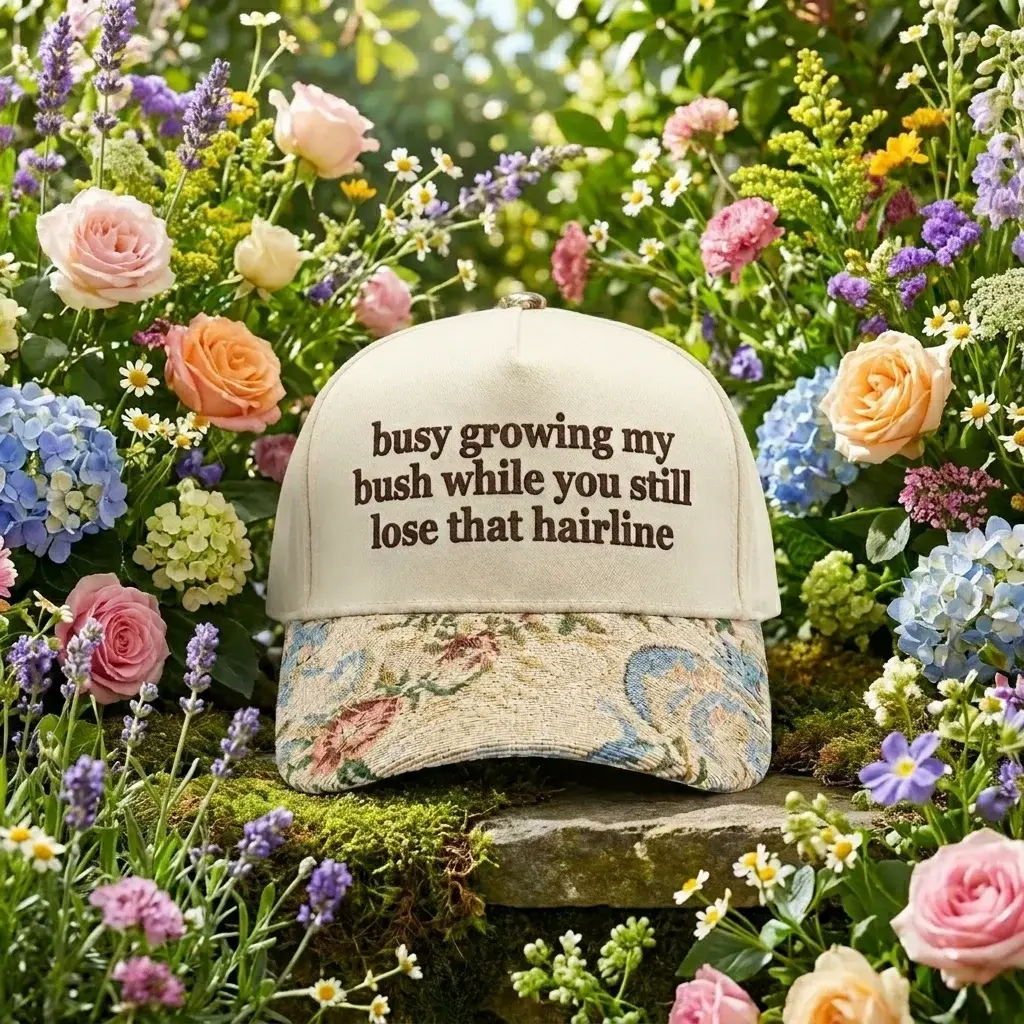 Busy Growing My Bush Funny Floral Cap