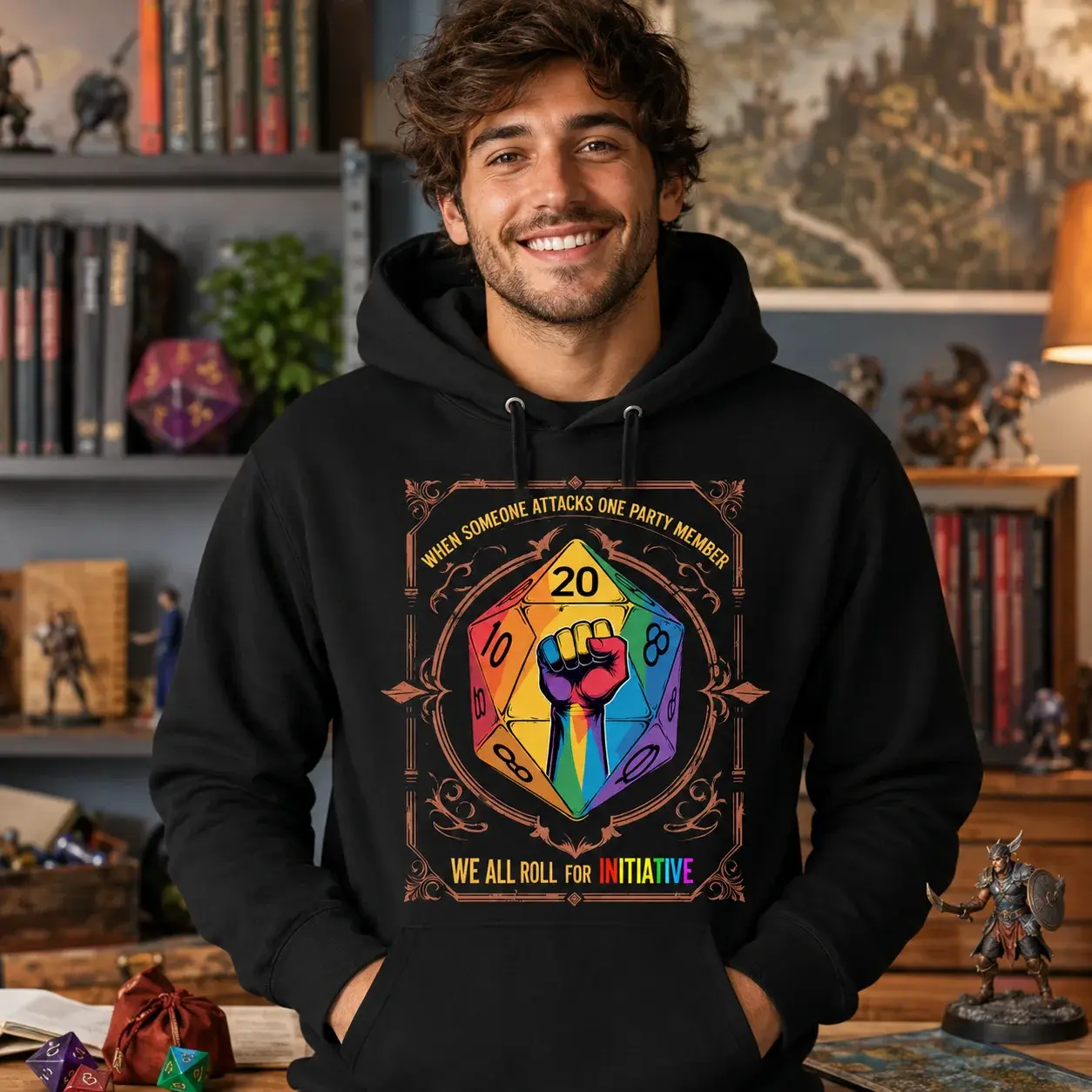 LGBTQ+ Pride Month We All Roll For Initiative DnD Gamers T-Shirt