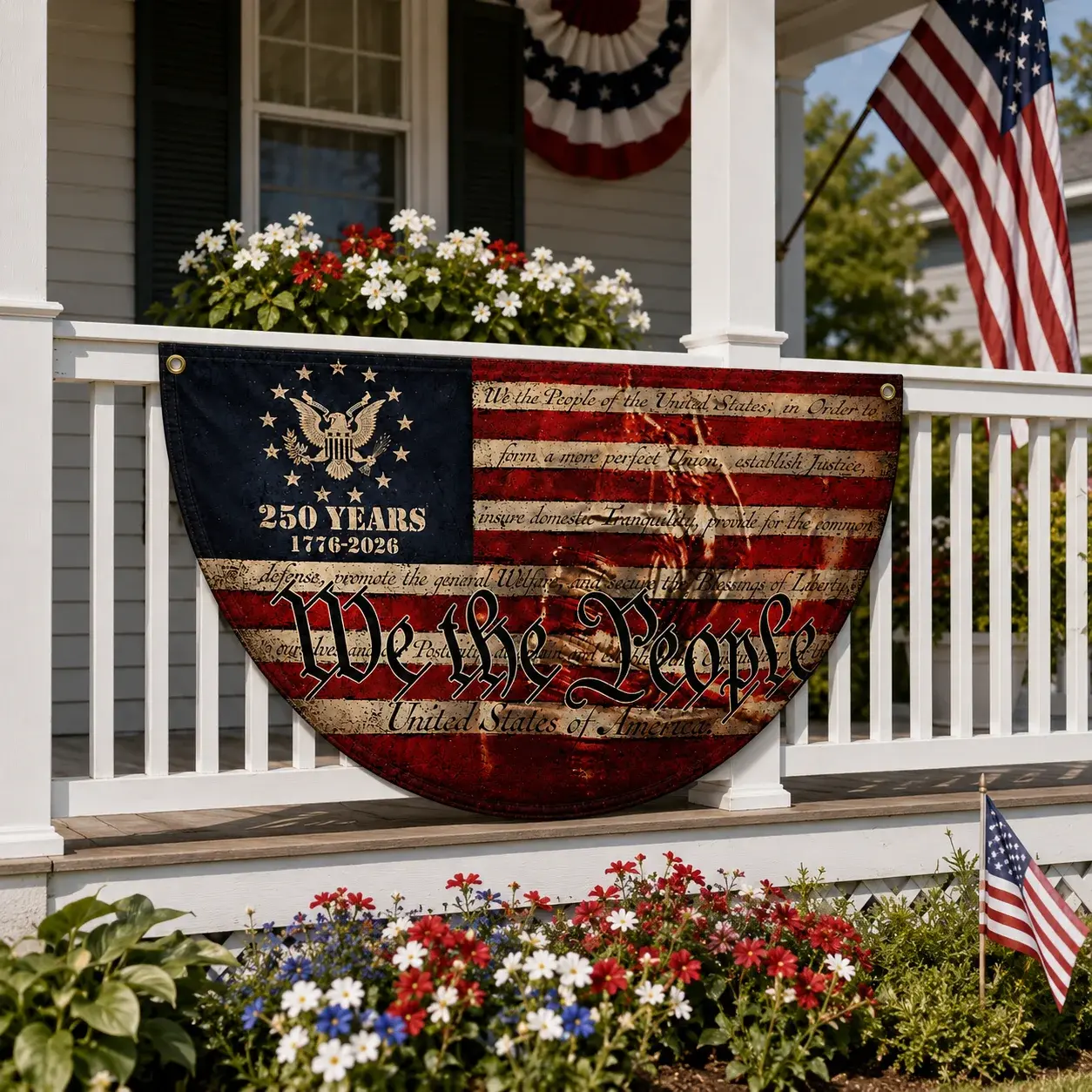 We The People 250 Years Patriotic Semicircular Flag