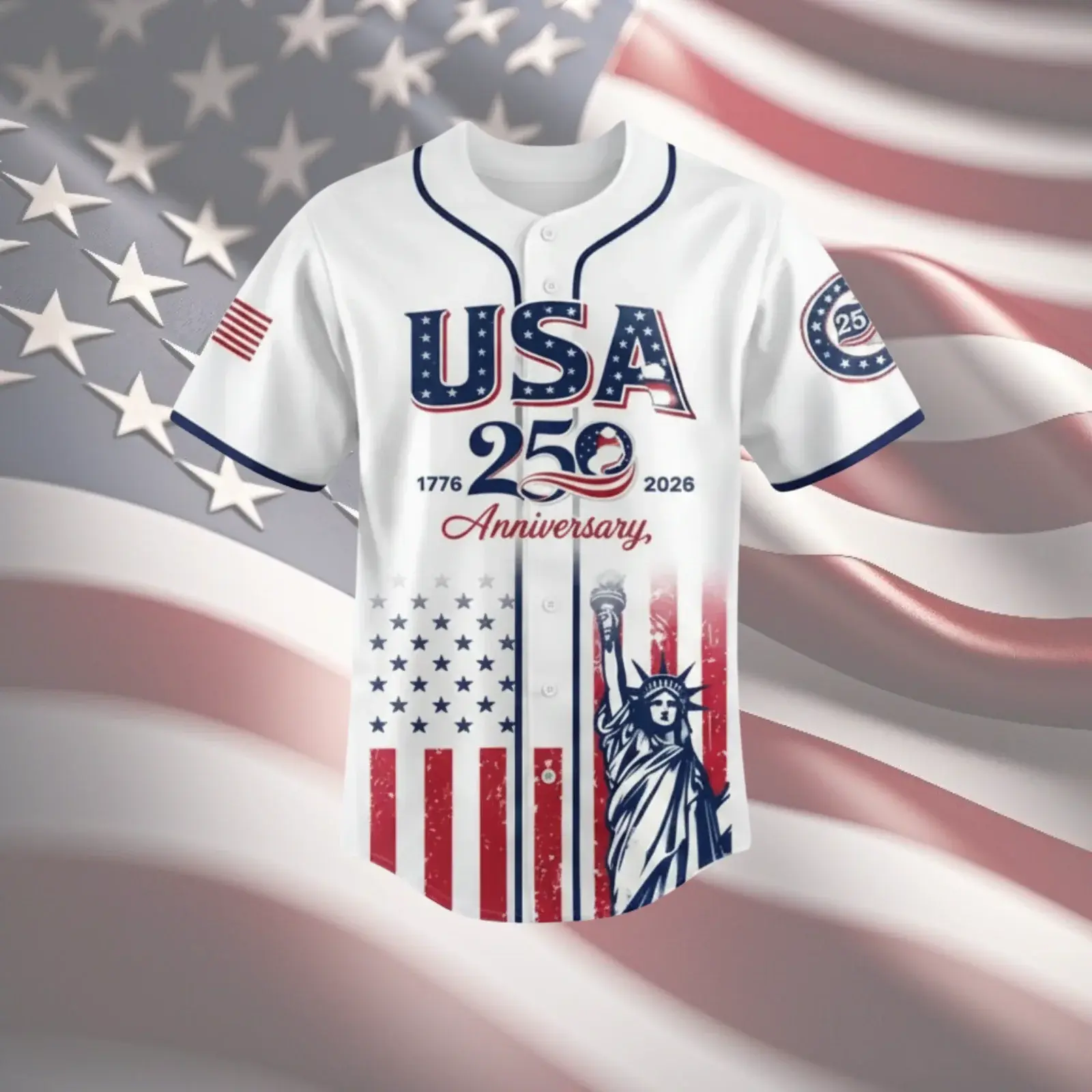 USA 250th Anniversary Baseball Jersey Shirt