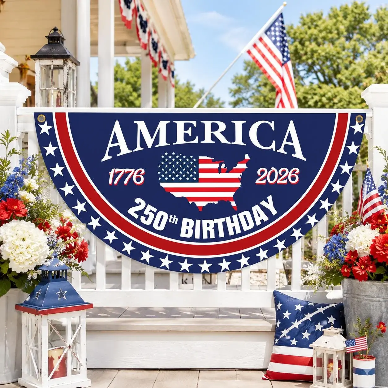 America 1776-2026 250th Birthday Semicircular Flag