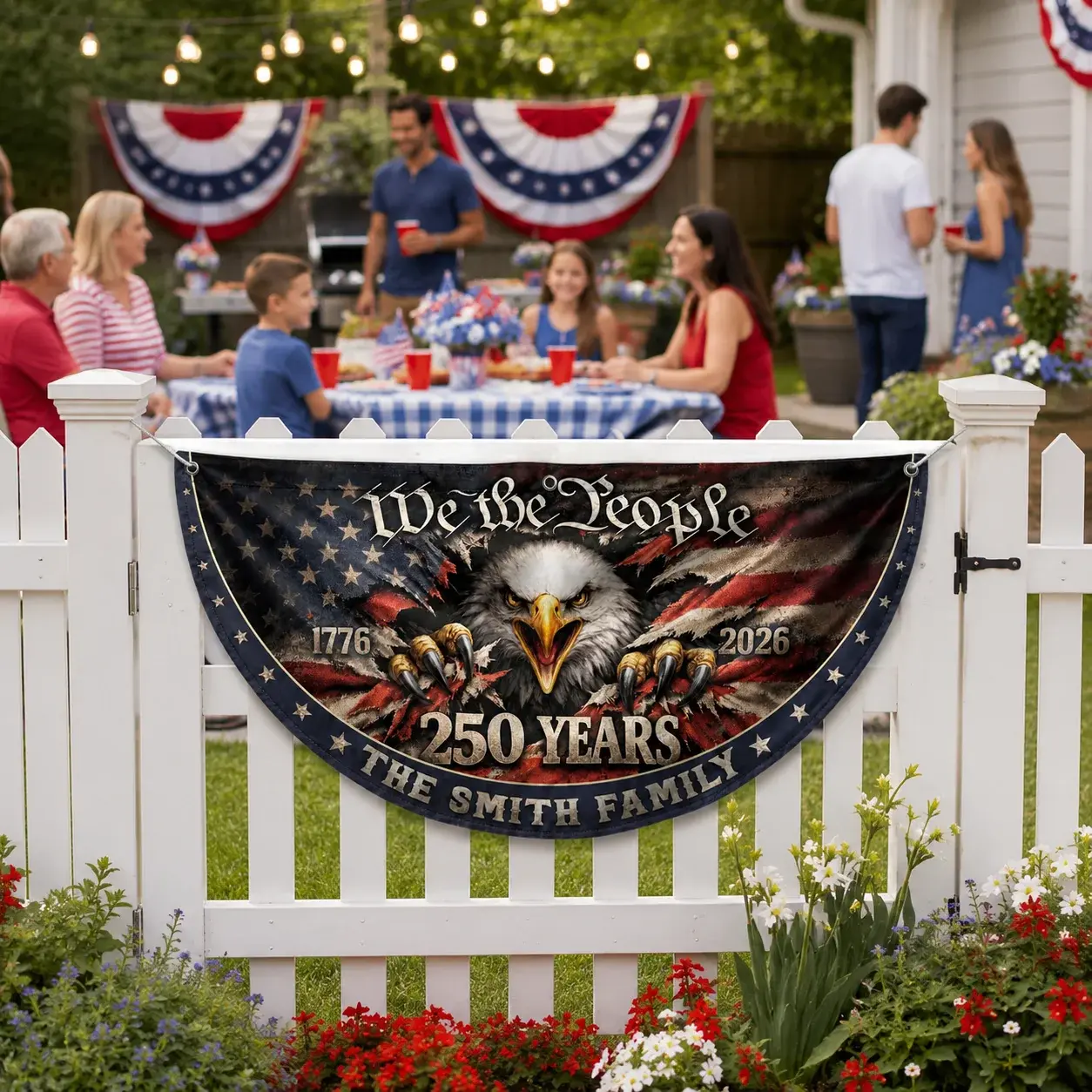 Custom Family Name We The People 250 Years Semicircular Flag
