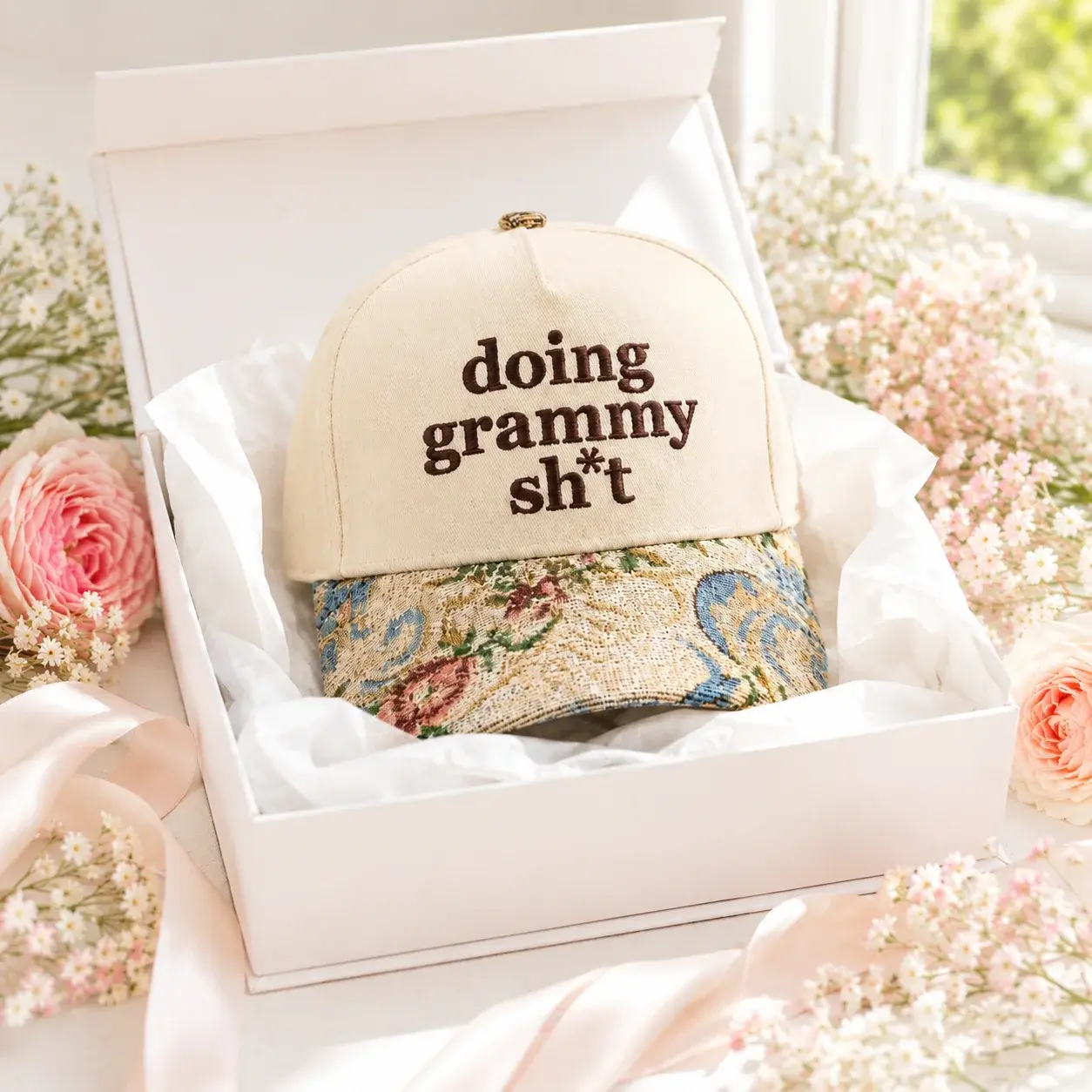 Doing Grammy Sh*t Floral Embroidered Cap