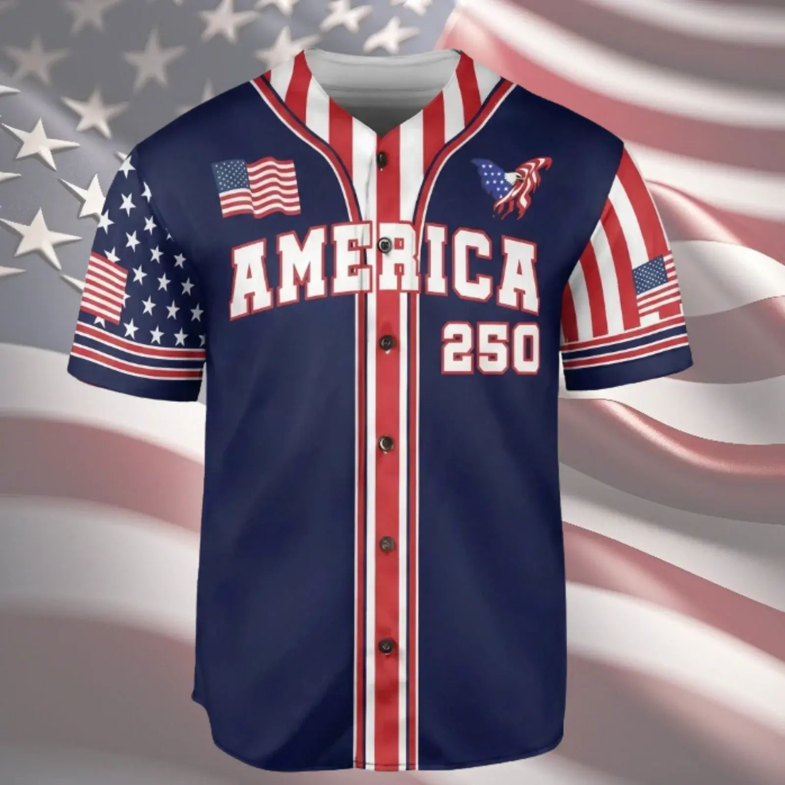 America 250 Patriotic Baseball Jersey Shirt