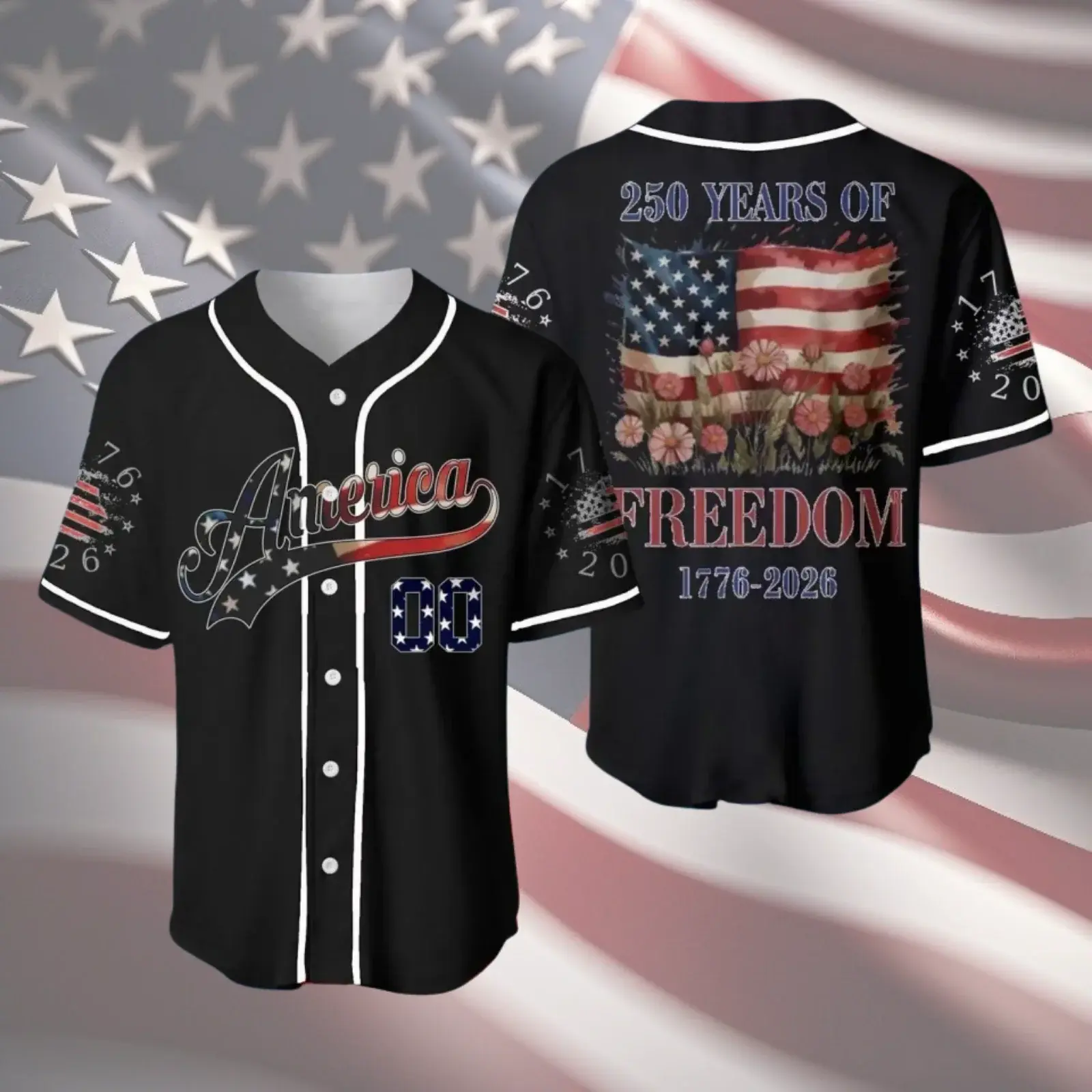 250 Years of Freedom America Baseball Jersey Custom Number