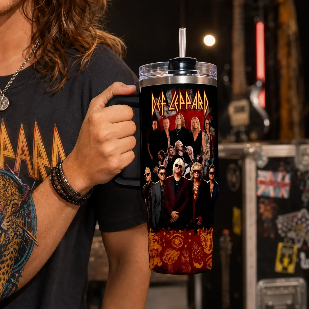 Def Leppard Glam Rock Band Tumbler