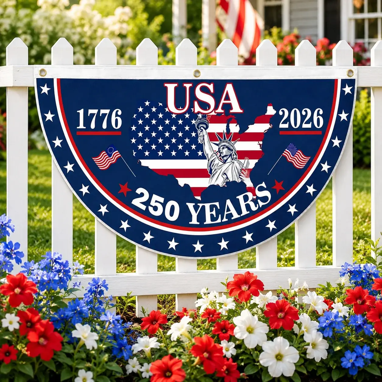 USA 250 Years 1776-2026 Patriotic Semicircular Flag