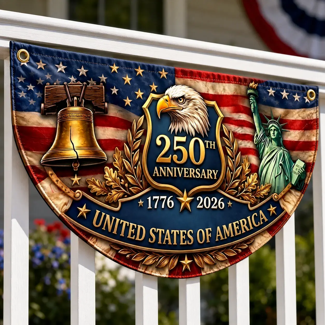 250th Anniversary Eagle Liberty Bell Semicircular Flag