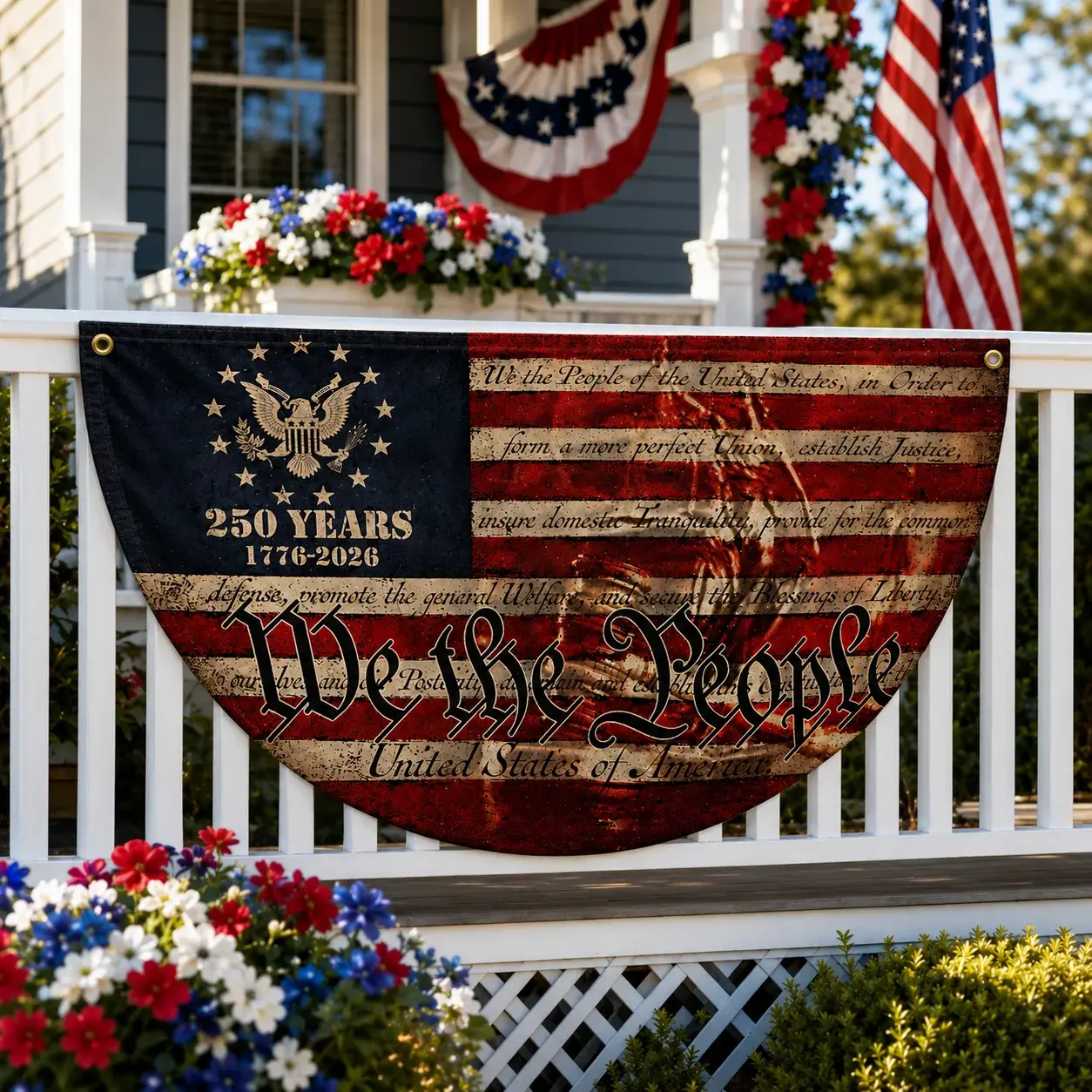 We The People 250 Years Patriotic Semicircular Flag