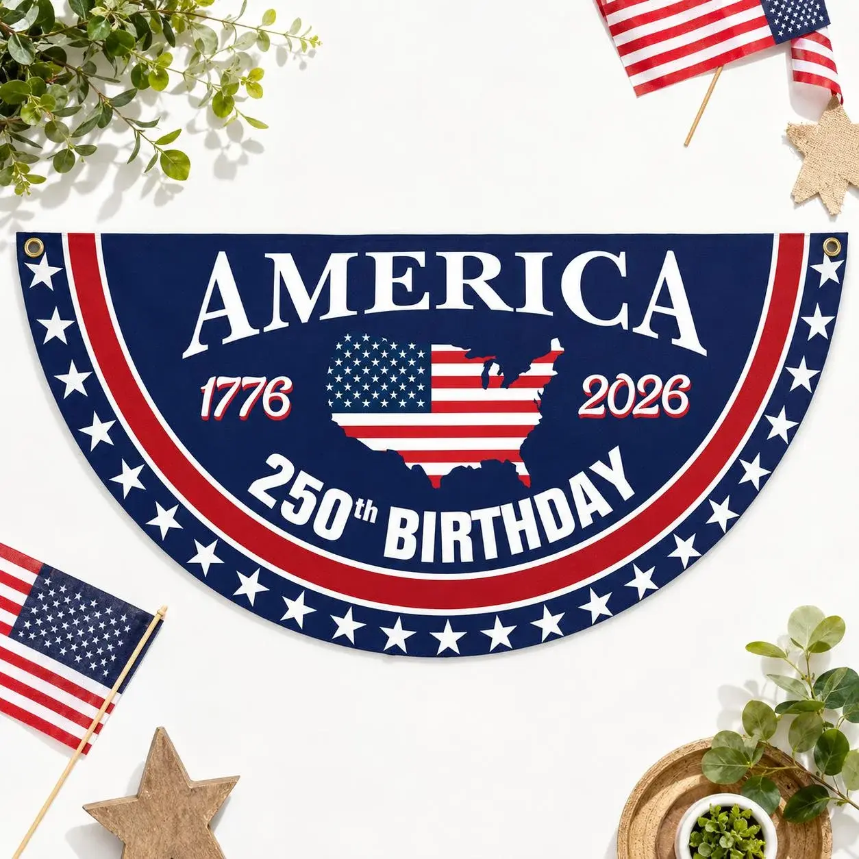 America 1776-2026 250th Birthday Semicircular Flag