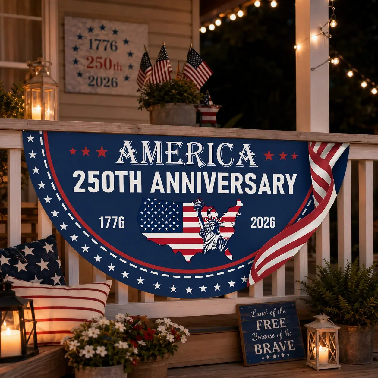 America 250th Anniversary Semicircular Flag