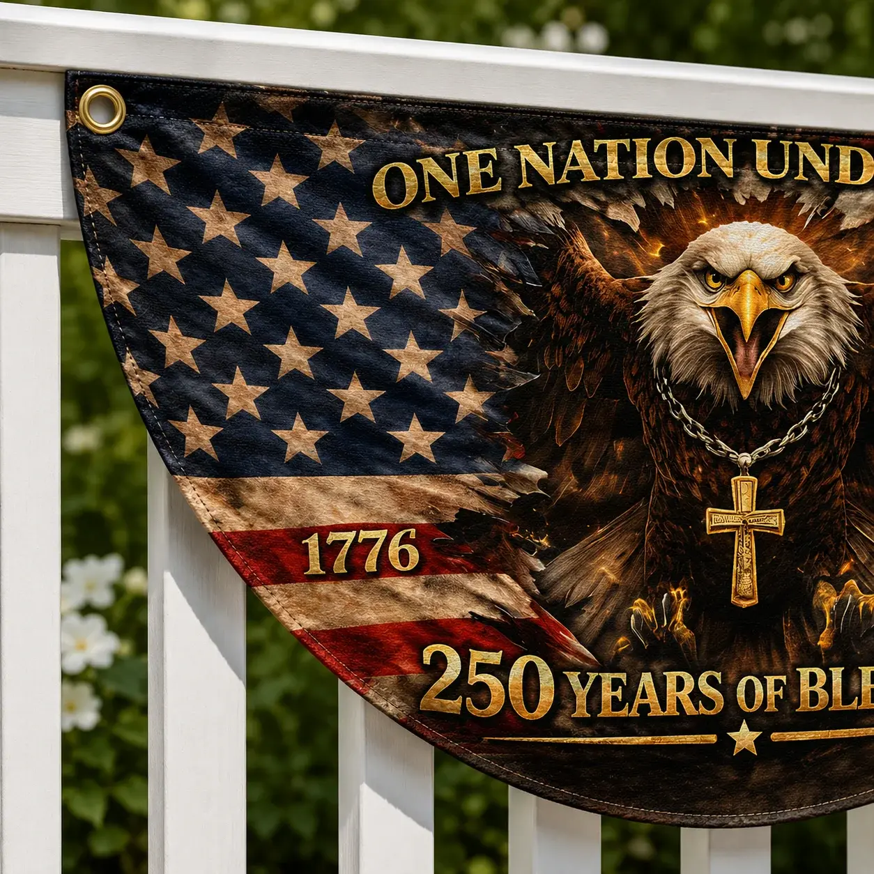 One Nation Under God 250 Years of Blessings Semicircular Flag